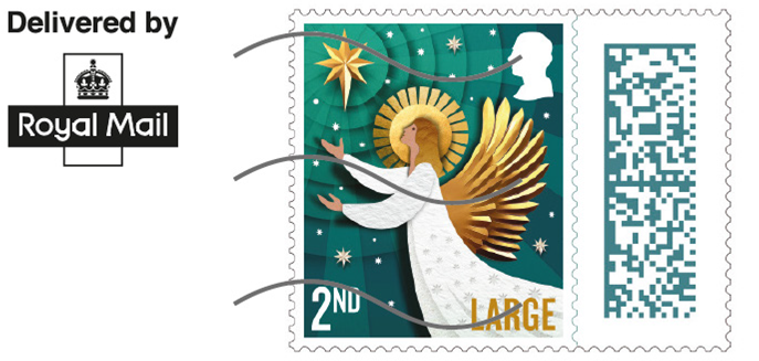 Royal Mail Christmas angel 2nd class large stamp